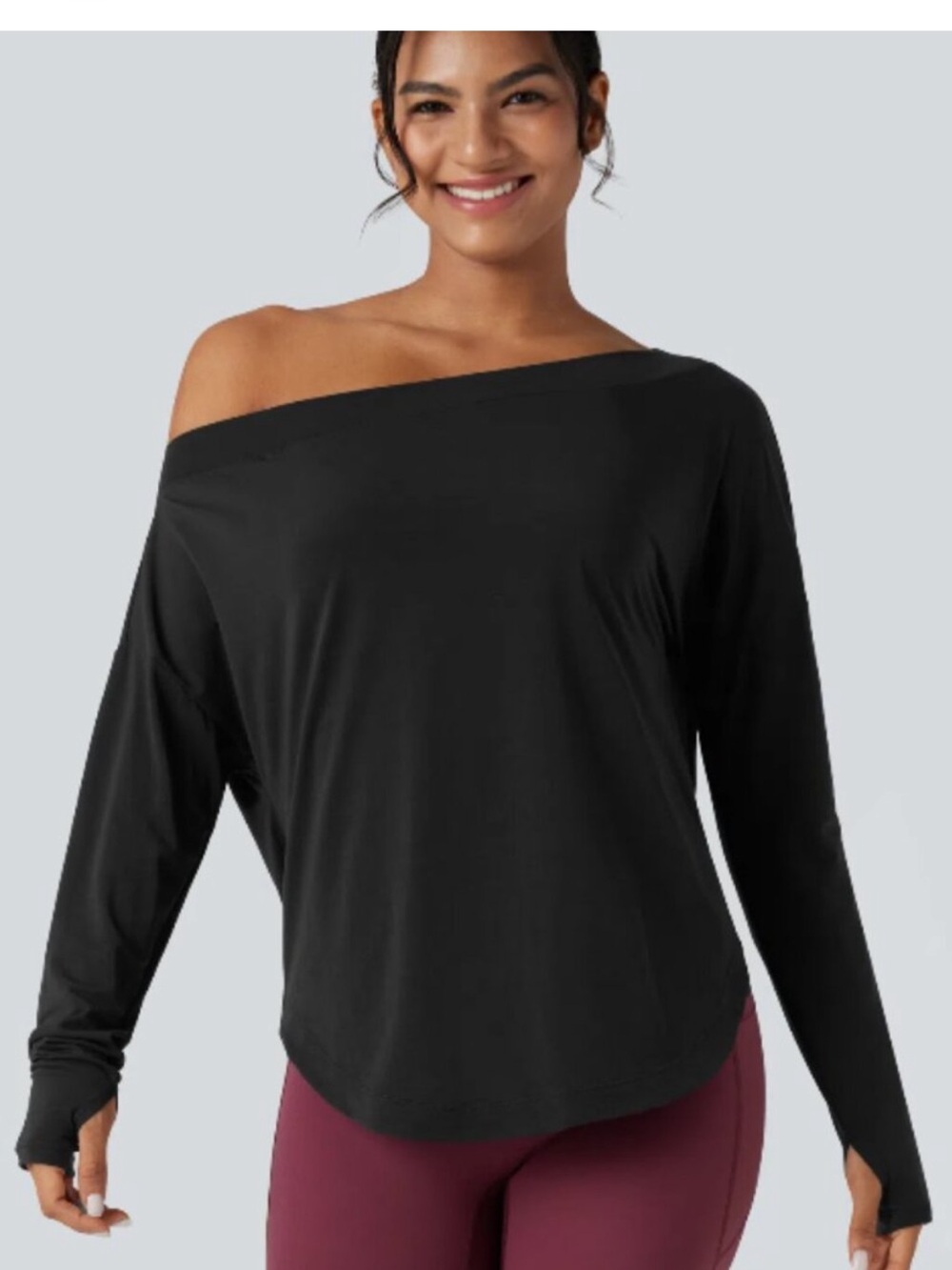 Halara One Shoulder Sports Top Built in Bra Thumb Hole Size 3X NWT